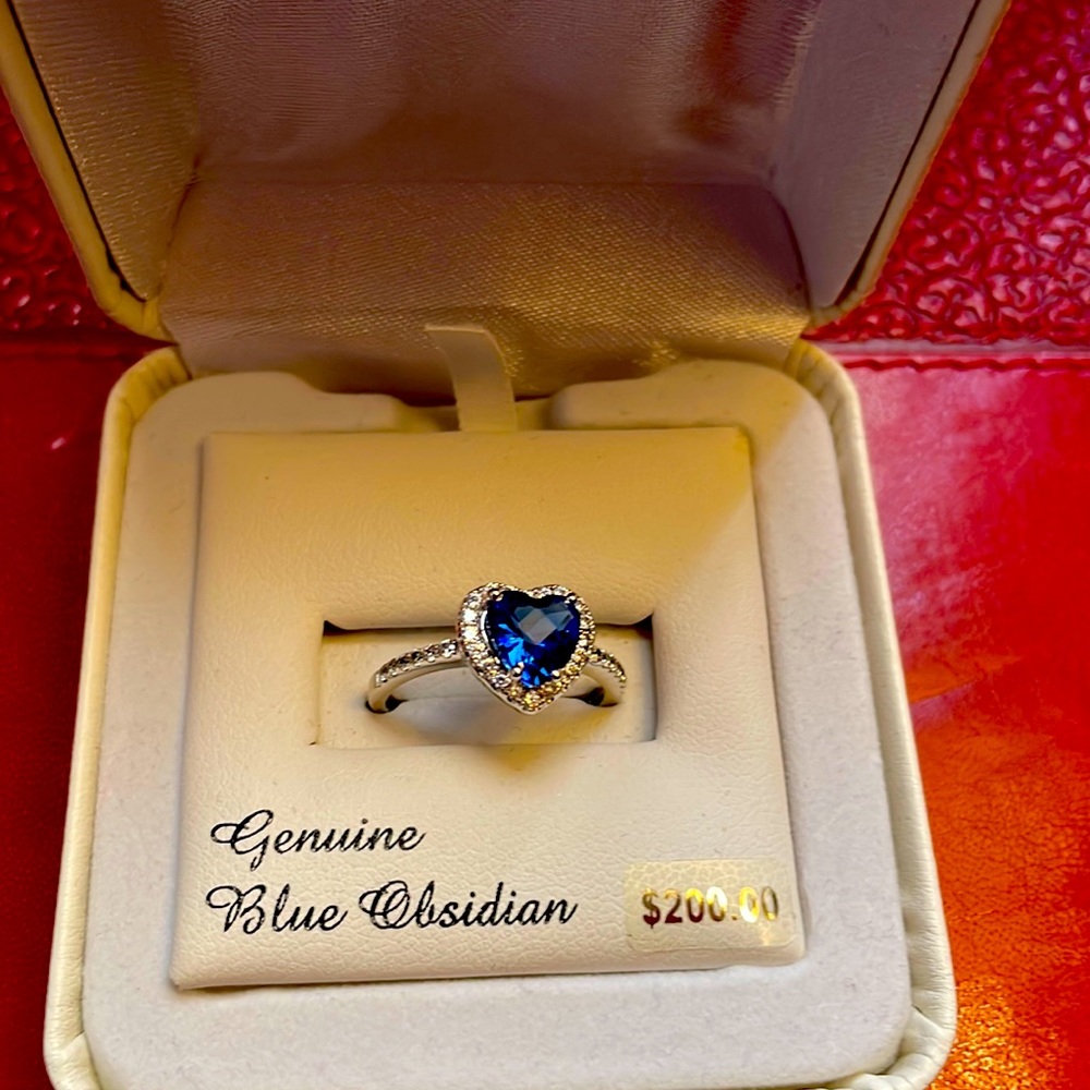 Genuine Blue Obsidian ring